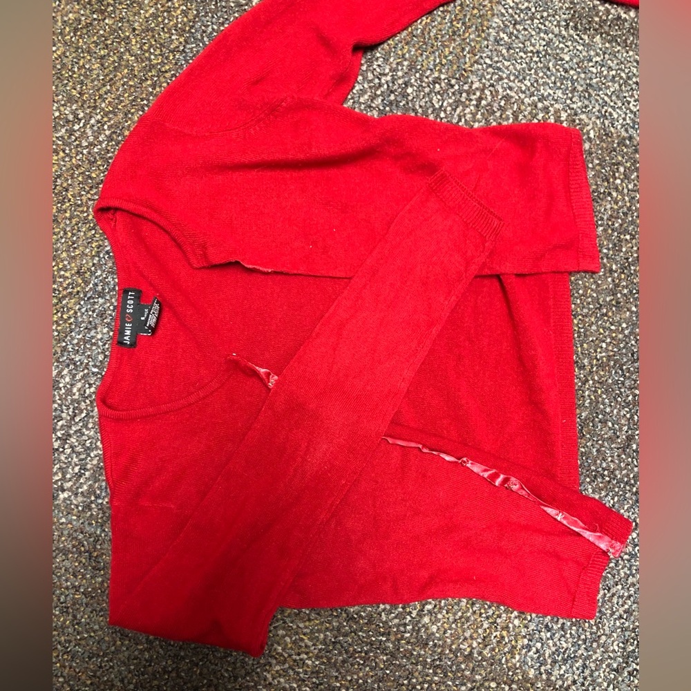 Red cardigan